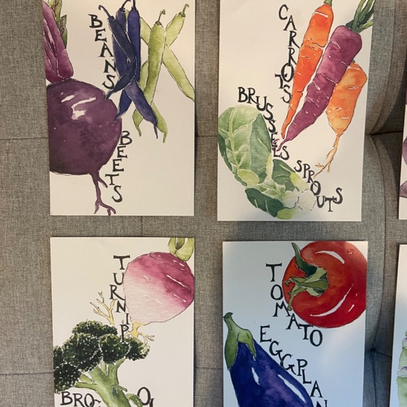 Set of 7 Vegetable Postcards by Artist Sydney Palmer - Picture 2 of 9